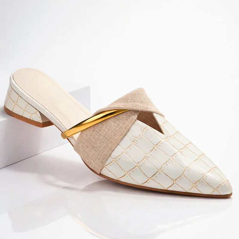 Valentina Rossi Pointed Mules with Gold Accent - Image 4
