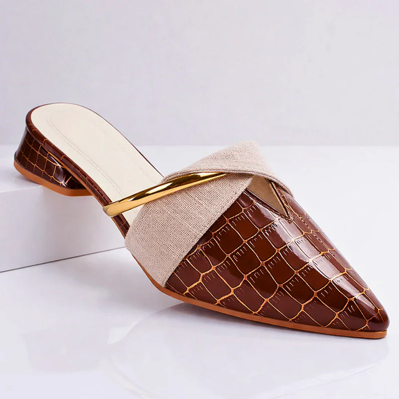 Valentina Rossi Pointed Mules with Gold Accent - Image 5