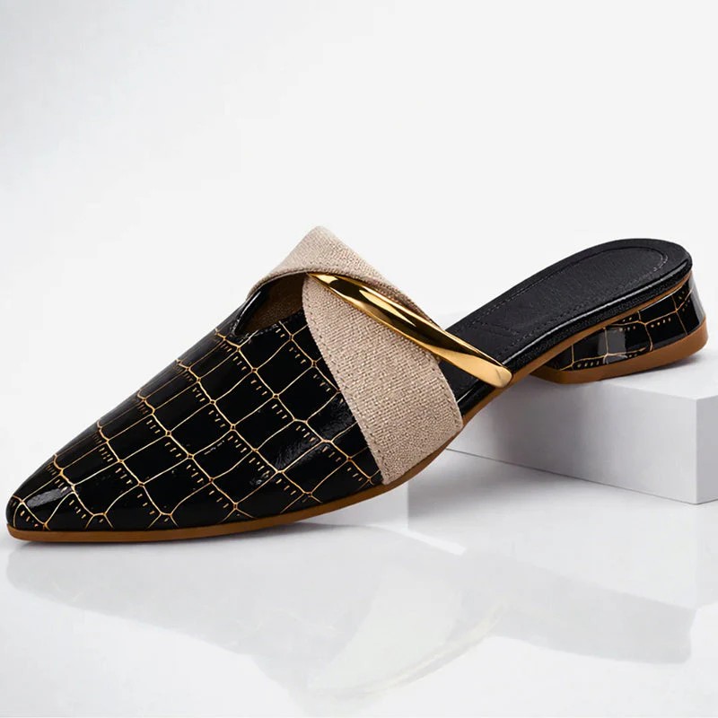 Valentina Rossi Pointed Mules with Gold Accent - Image 6