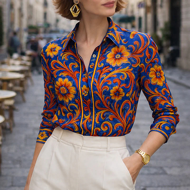 Valentina Rossi Retro Floral Print Blouse - Image 2