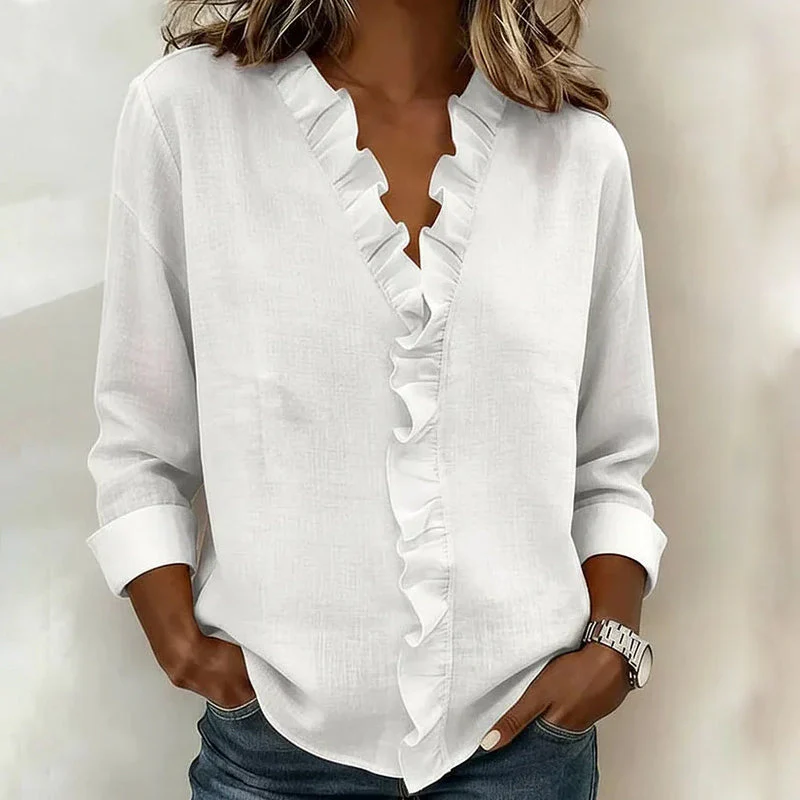Valentina Rossi Ruffle Trim Casual Blouse - Image 2