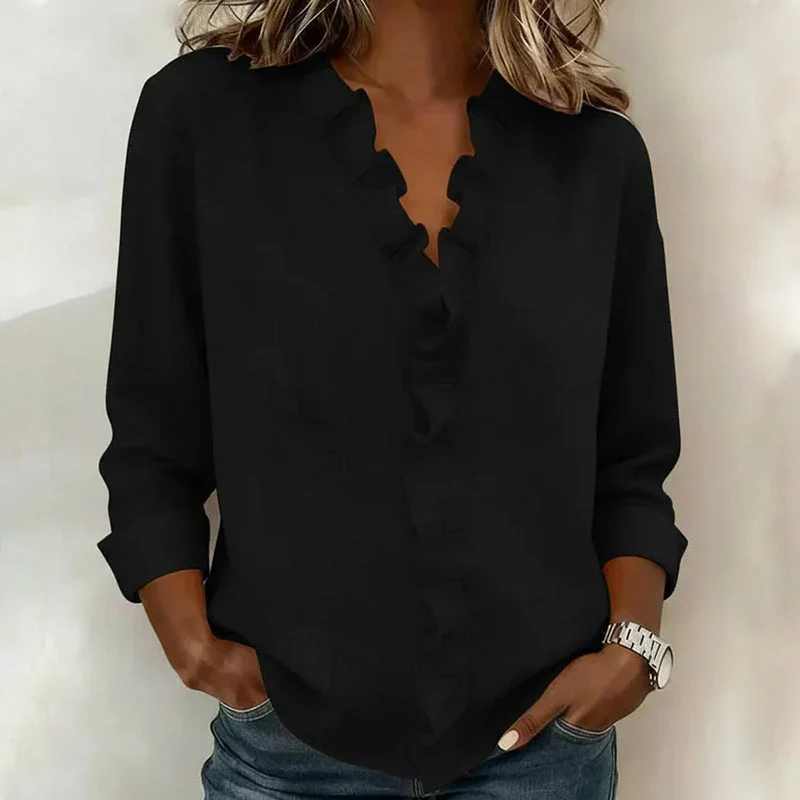 Valentina Rossi Ruffle Trim Casual Blouse - Image 3