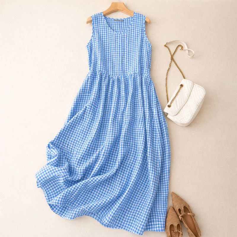 Valentina Rossi Sleeveless Check Midi Dress - Image 2