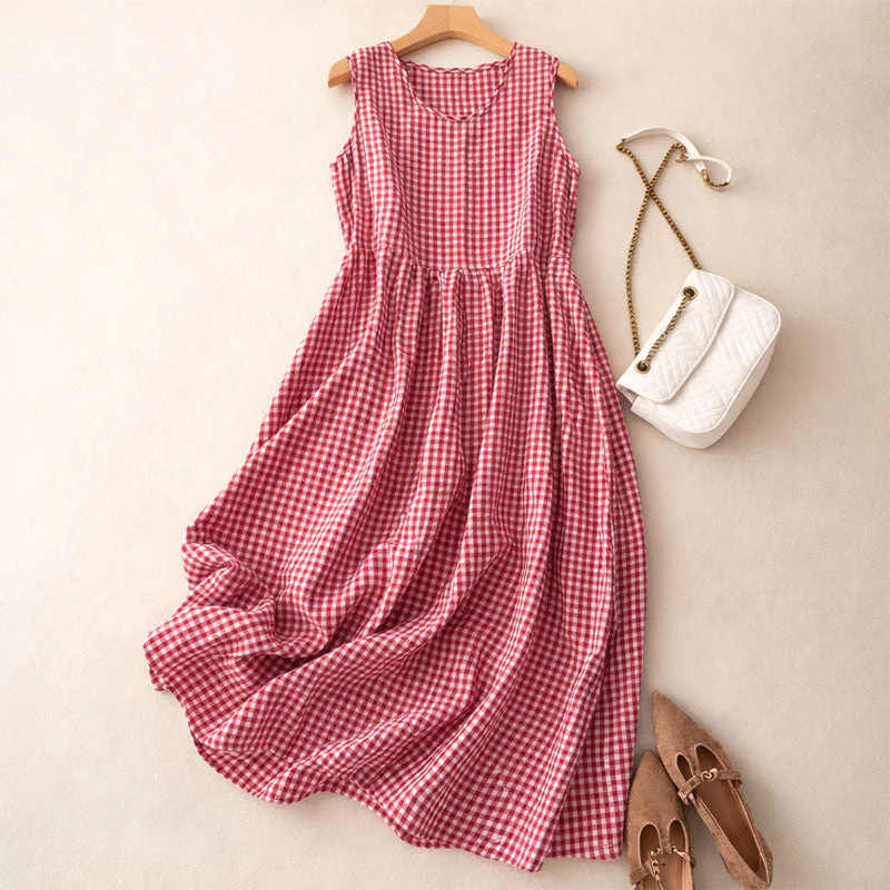 Valentina Rossi Sleeveless Check Midi Dress - Image 3