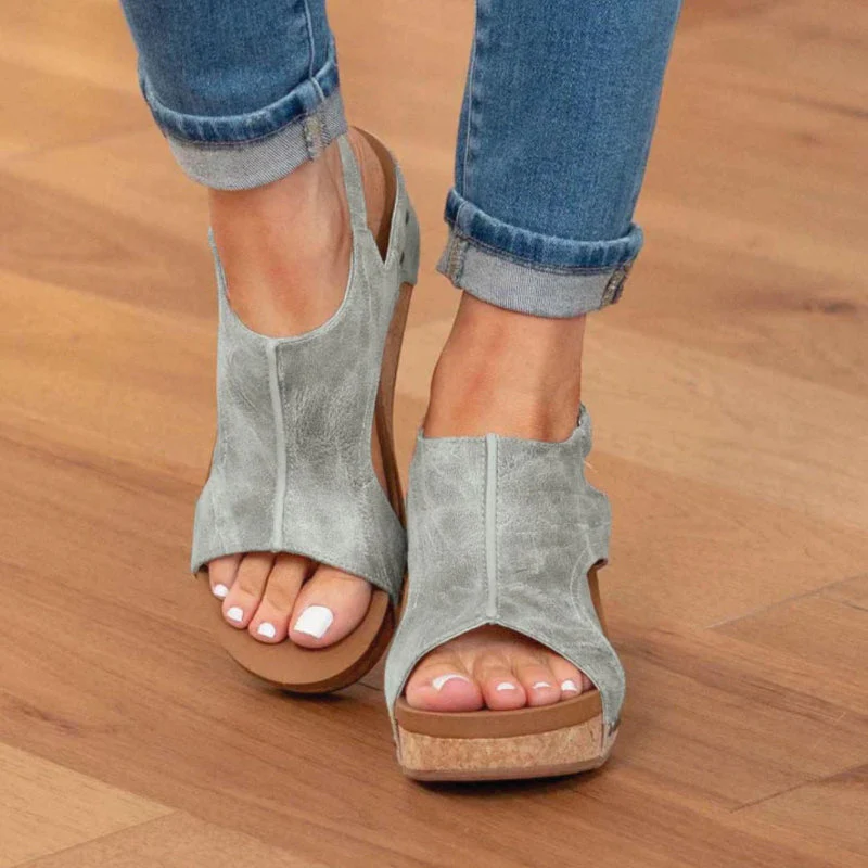 Valentina Rossi Slingback Cork Wedge Sandals - Image 2