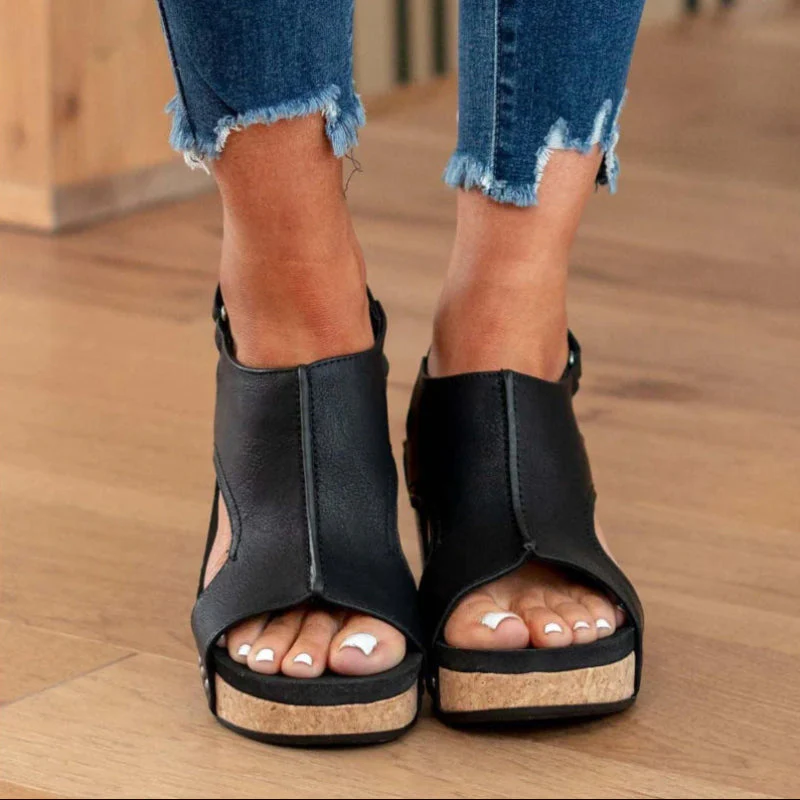 Valentina Rossi Slingback Cork Wedge Sandals - Image 3