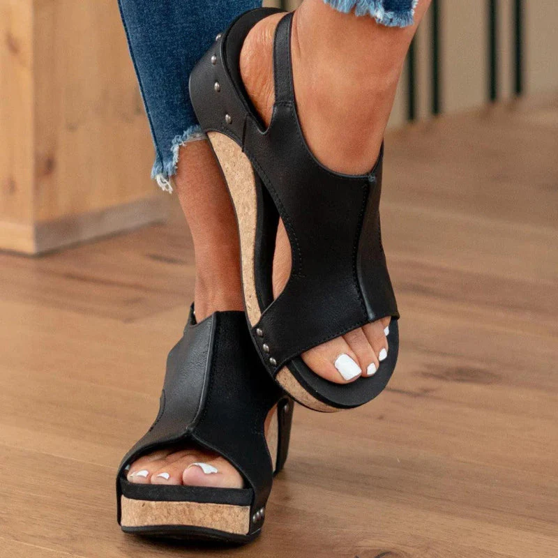 Valentina Rossi Slingback Cork Wedge Sandals - Image 4