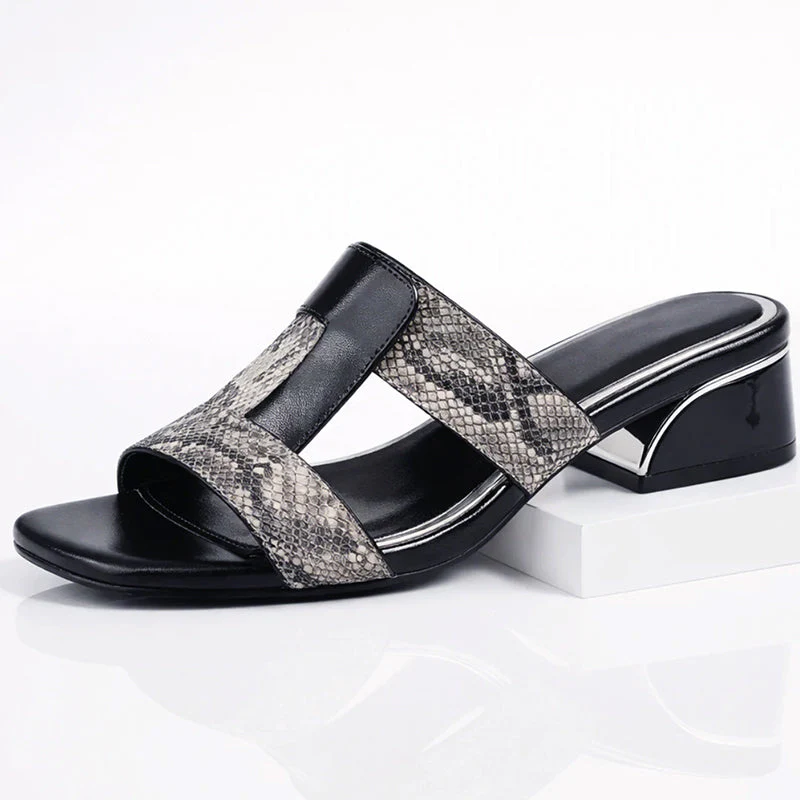 Valentina Rossi Snake Print T-Strap Sandals - Image 6