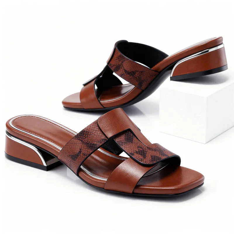 Valentina Rossi Snake Print T-Strap Sandals - Image 8