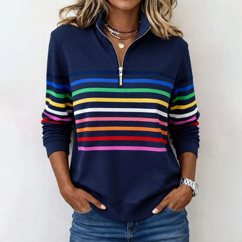 Valentina Rossi Striped Half-Zip Sweatshirt - Image 3