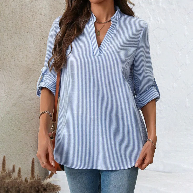 Valentina Rossi Striped Long Sleeve Blouse - Image 2