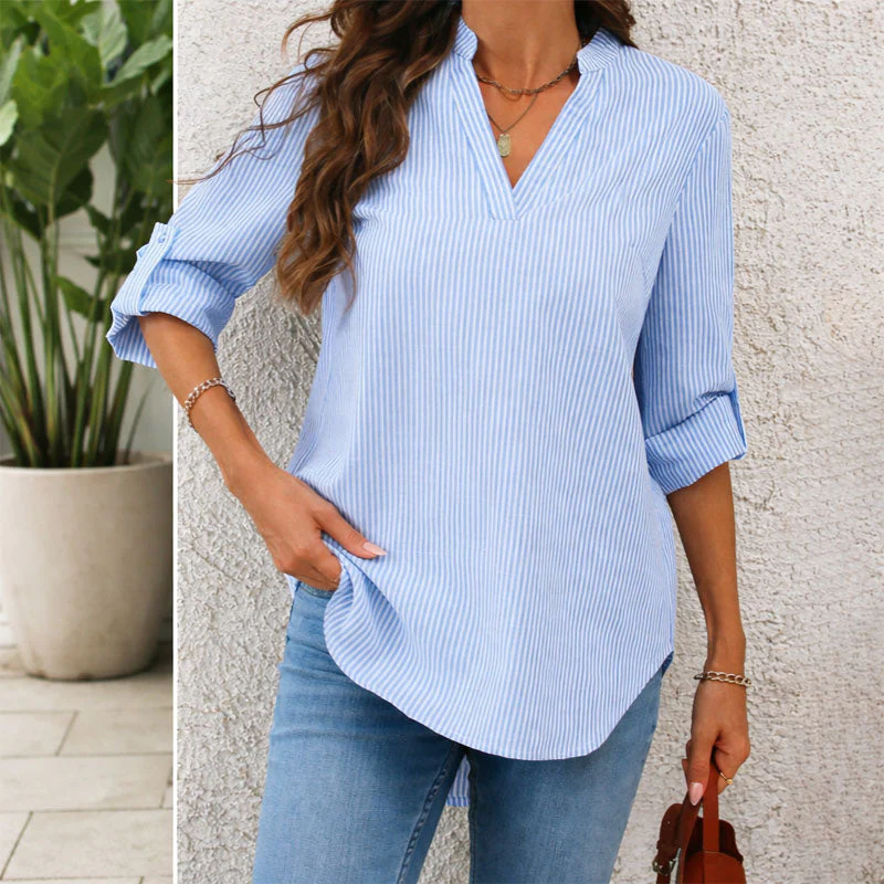 Valentina Rossi Striped Long Sleeve Blouse - Image 3
