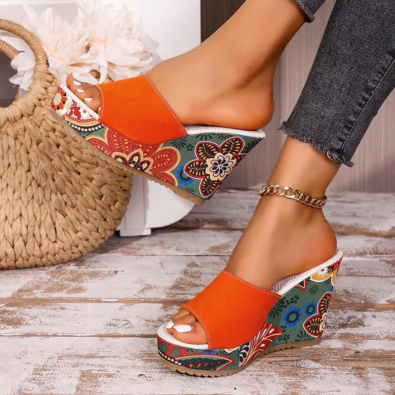 Valentina Rossi Velvet Boho Wedge Sandals - Image 3