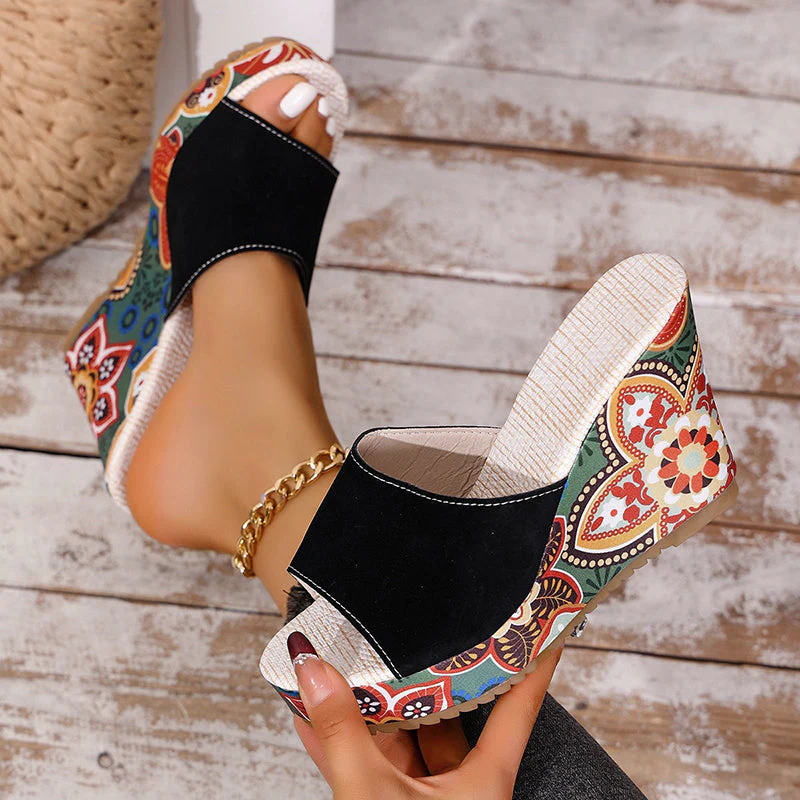 Valentina Rossi Velvet Boho Wedge Sandals - Image 5