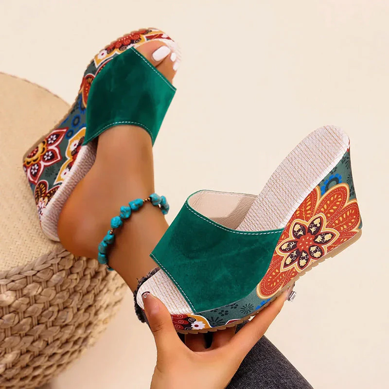 Valentina Rossi Velvet Boho Wedge Sandals - Image 7