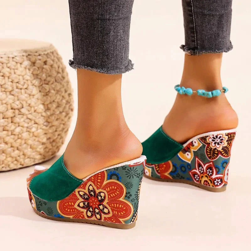 Valentina Rossi Velvet Boho Wedge Sandals - Image 8