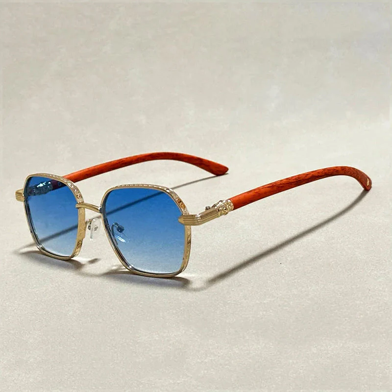 Vintage-Look Sunglasses with Wooden Arms - Image 2