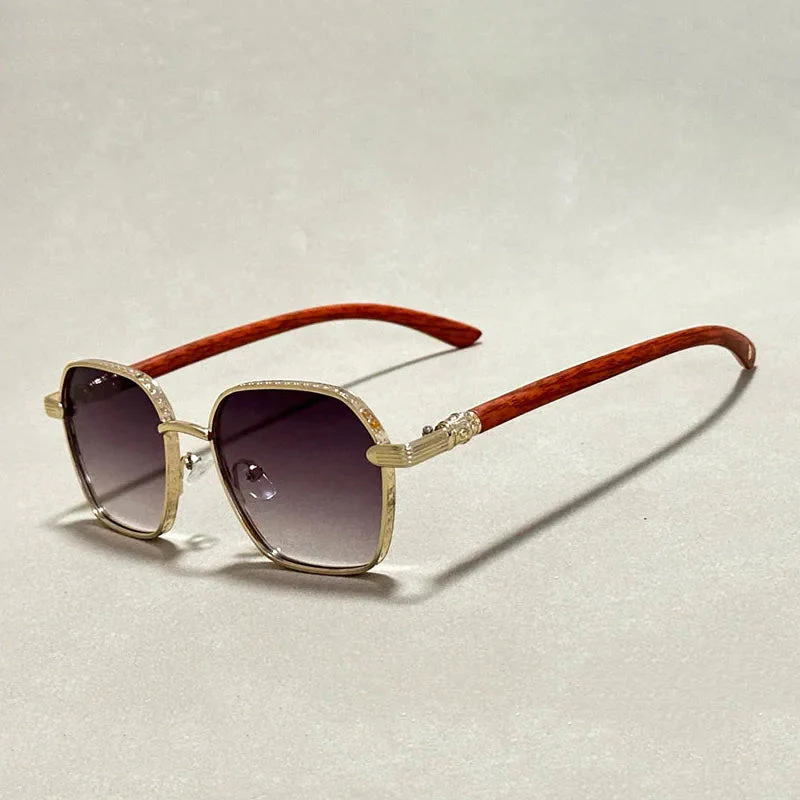 Vintage-Look Sunglasses with Wooden Arms - Image 3