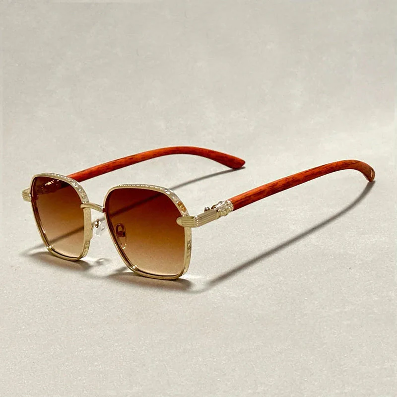 Vintage-Look Sunglasses with Wooden Arms - Image 4