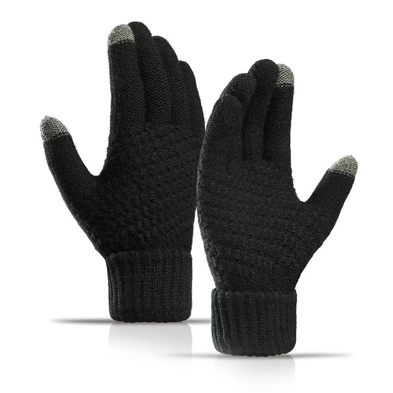 Winter Touchscreen Knit Gloves with Elastic Cuffs - Image 2