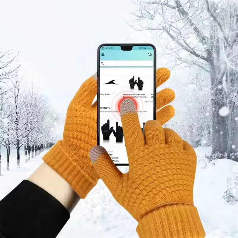 Winter Touchscreen Knit Gloves with Elastic Cuffs - Image 4