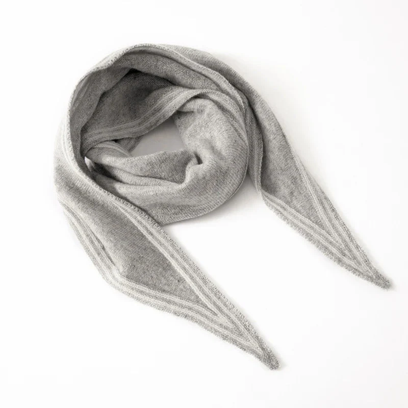 Women’s Cashmere Scarf with Contrast Stripe Trim - Image 5