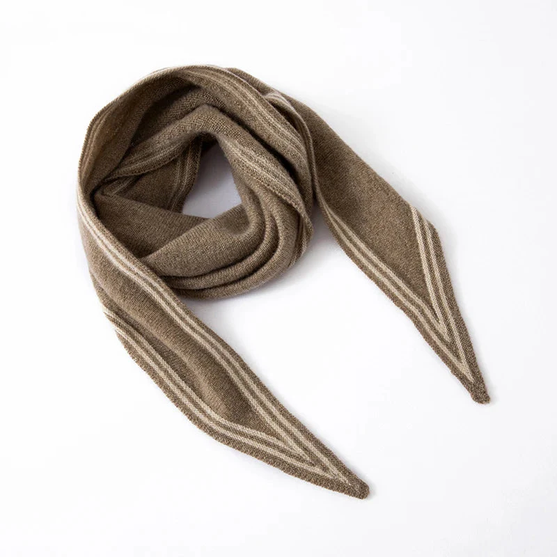 Women’s Cashmere Scarf with Contrast Stripe Trim - Image 6