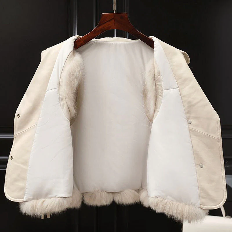 Women’s Faux Fur Vest with Lapel Collar and Waist Tie - Image 6