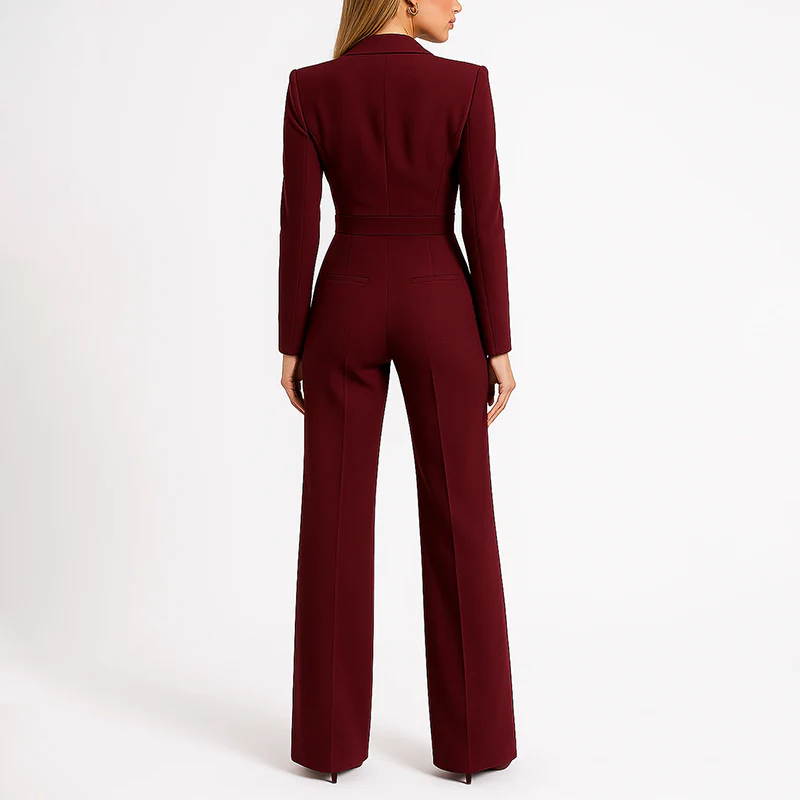 Women’s Formal Wide-Leg Jumpsuit with V-Neckline - Image 5