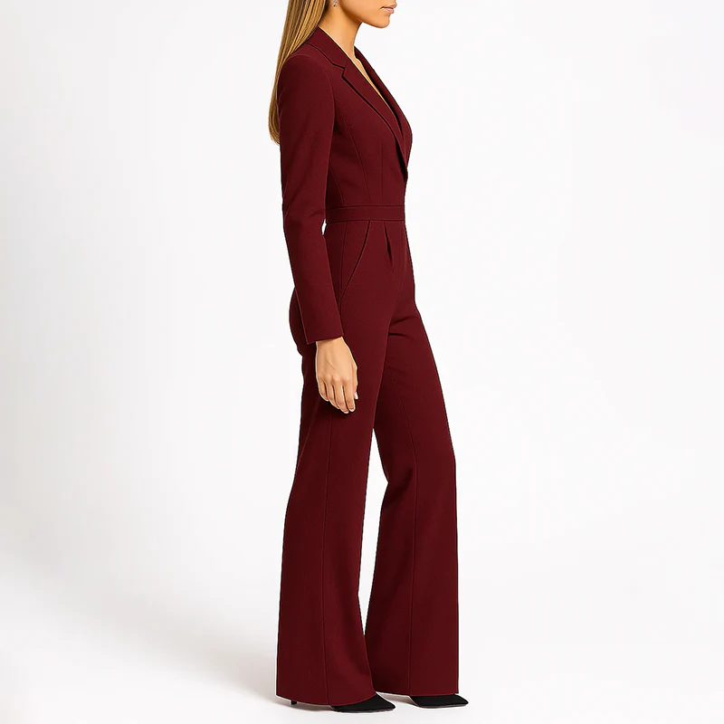 Women’s Formal Wide-Leg Jumpsuit with V-Neckline - Image 6
