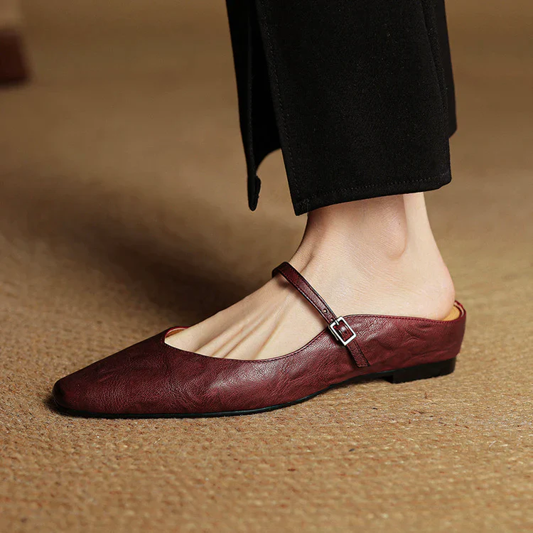 Women’s Genuine Leather Mules with Mary Jane Strap - Image 3