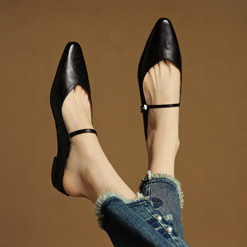 Women’s Genuine Leather Mules with Mary Jane Strap - Image 4