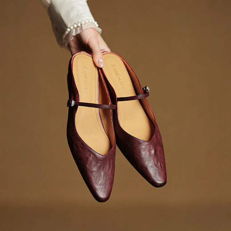 Women’s Genuine Leather Mules with Mary Jane Strap - Image 7