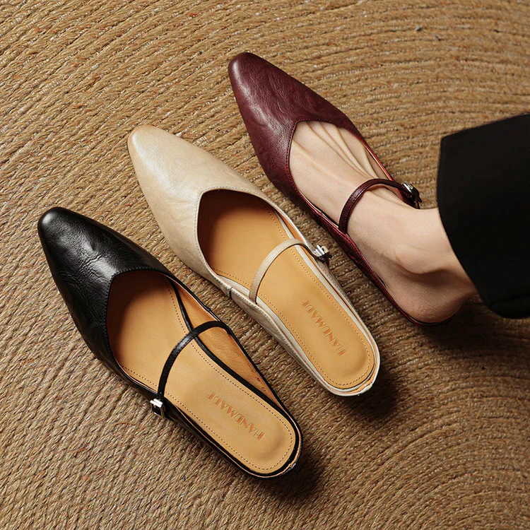 Women’s Genuine Leather Mules with Mary Jane Strap - Image 9