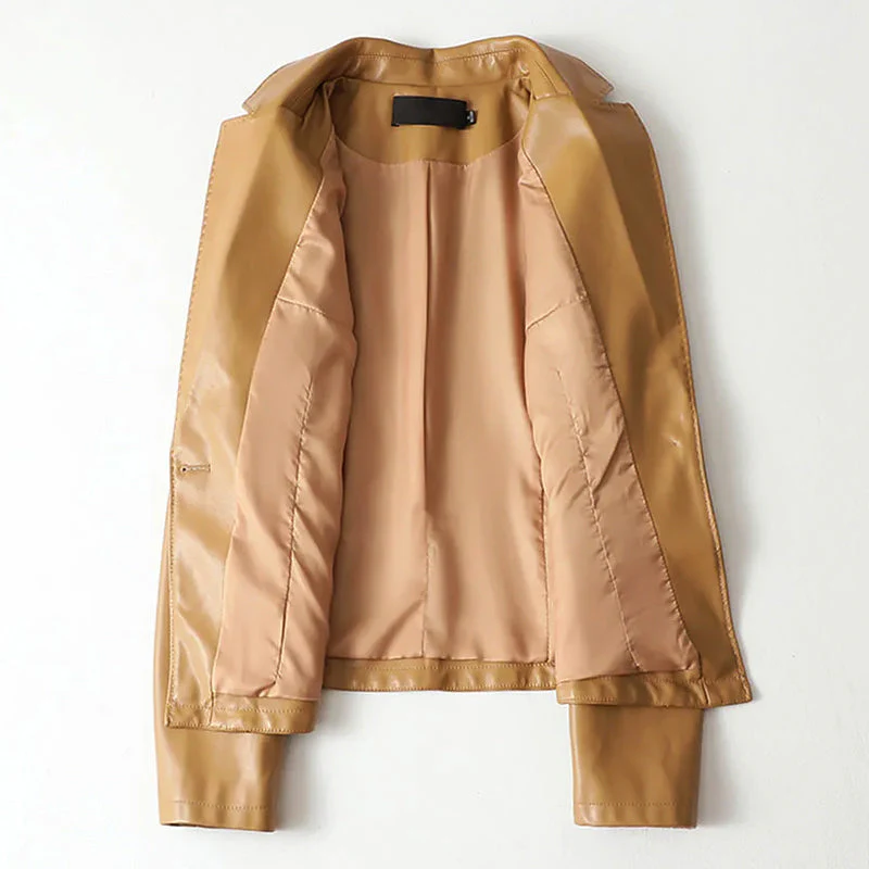 Women’s Genuine Leather One-Button Blazer Jacket - Image 5