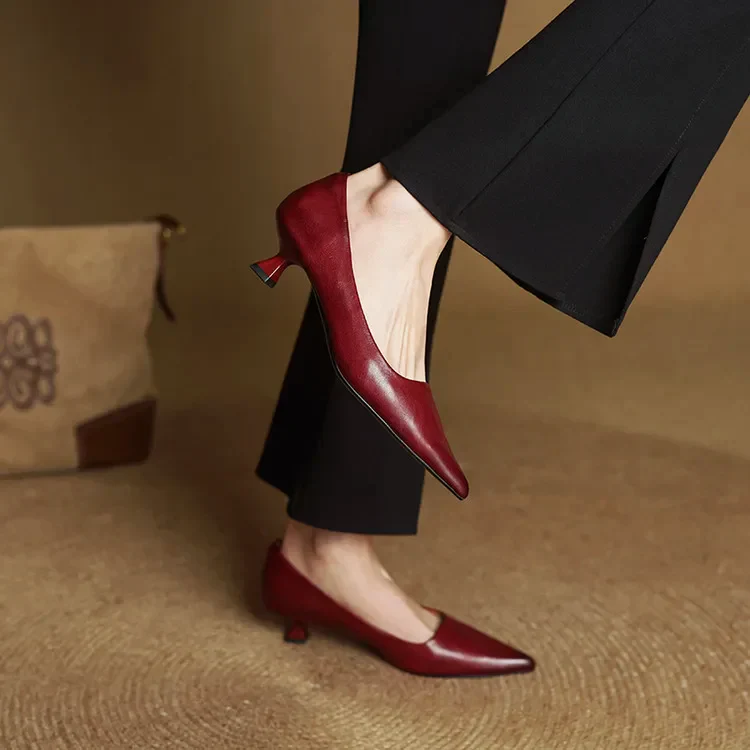 Women’s Genuine Leather Pointed Kitten Heels - Image 10