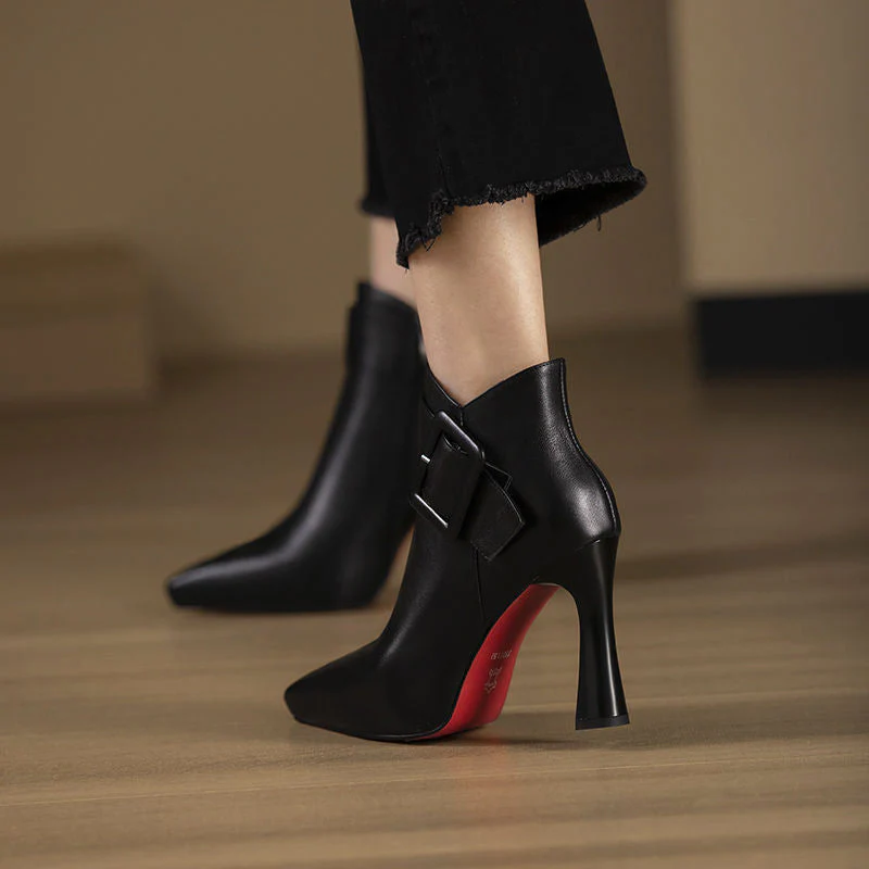 Women’s High-Heel Ankle Boots with Buckle Detail - Image 3