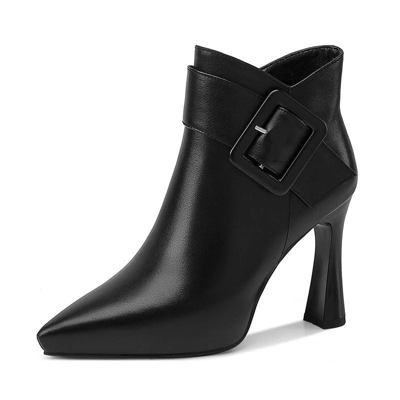 Women’s High-Heel Ankle Boots with Buckle Detail - Image 5