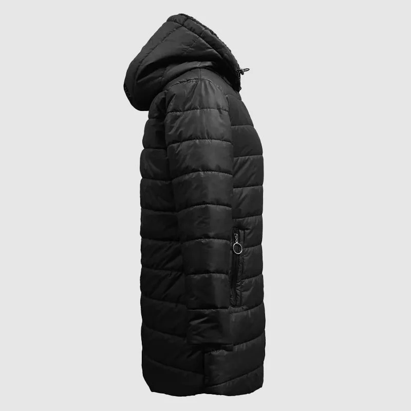 Women’s Hooded Long Puffer Coat with Plush Interior - Image 4