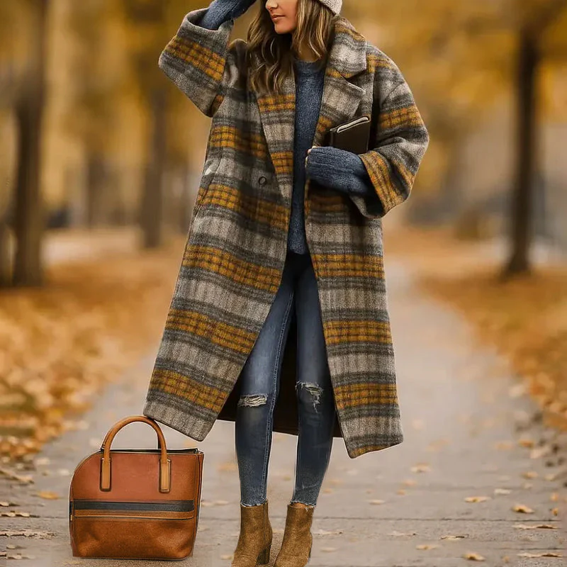 Women’s Long Coat with Wide Collar in Various Colors - Image 5