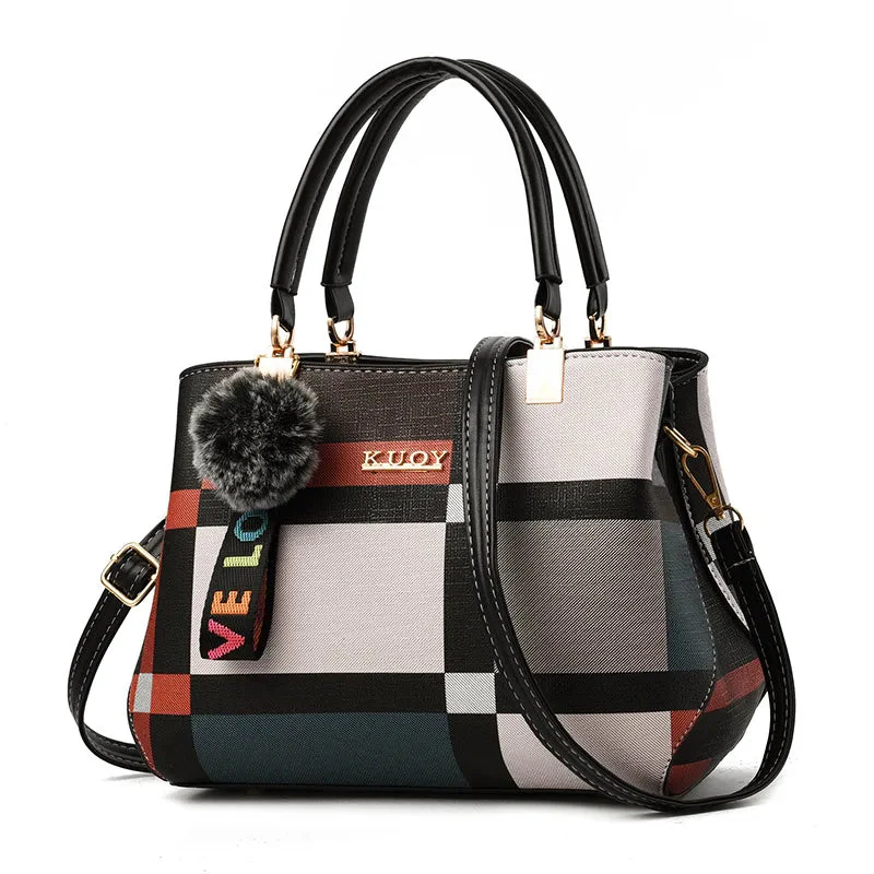 Women’s Medium Plaid Shoulder Handbag with Long Strap - Image 4