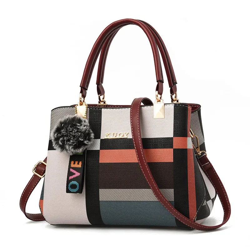 Women’s Medium Plaid Shoulder Handbag with Long Strap - Image 5
