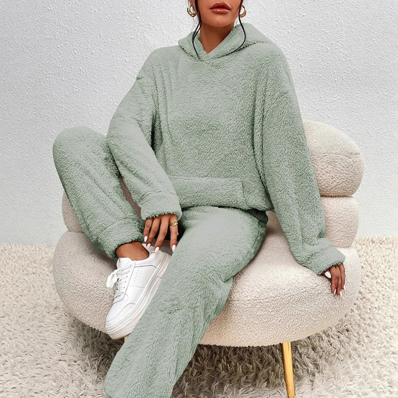 Women’s Plush Lounge Set with Hoodie and Relaxed Pants - Image 2