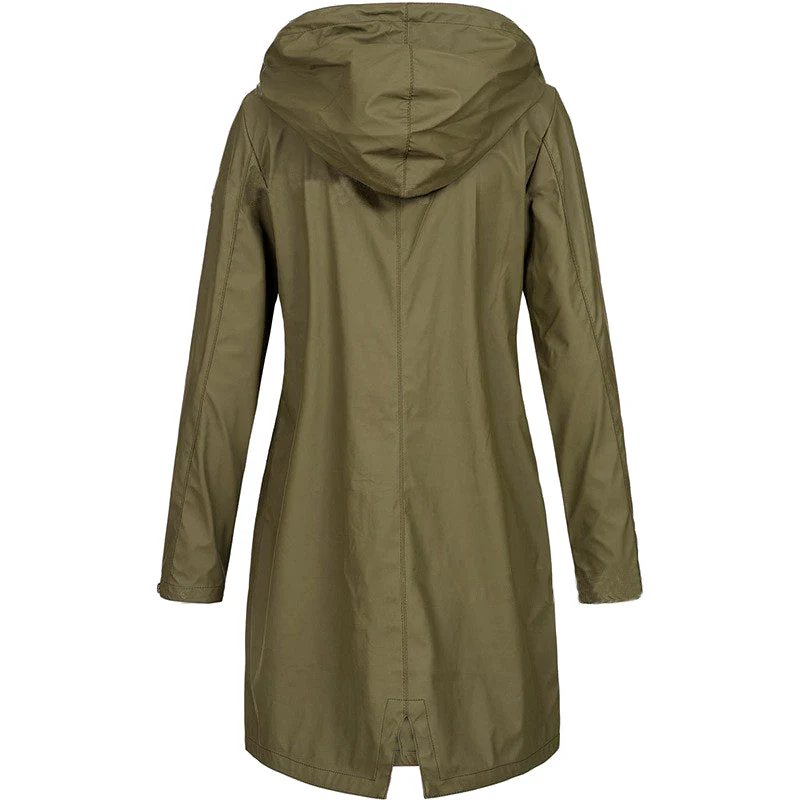 Women’s Rain Coat with Snap Buttons and Drawstring Hood - Image 6