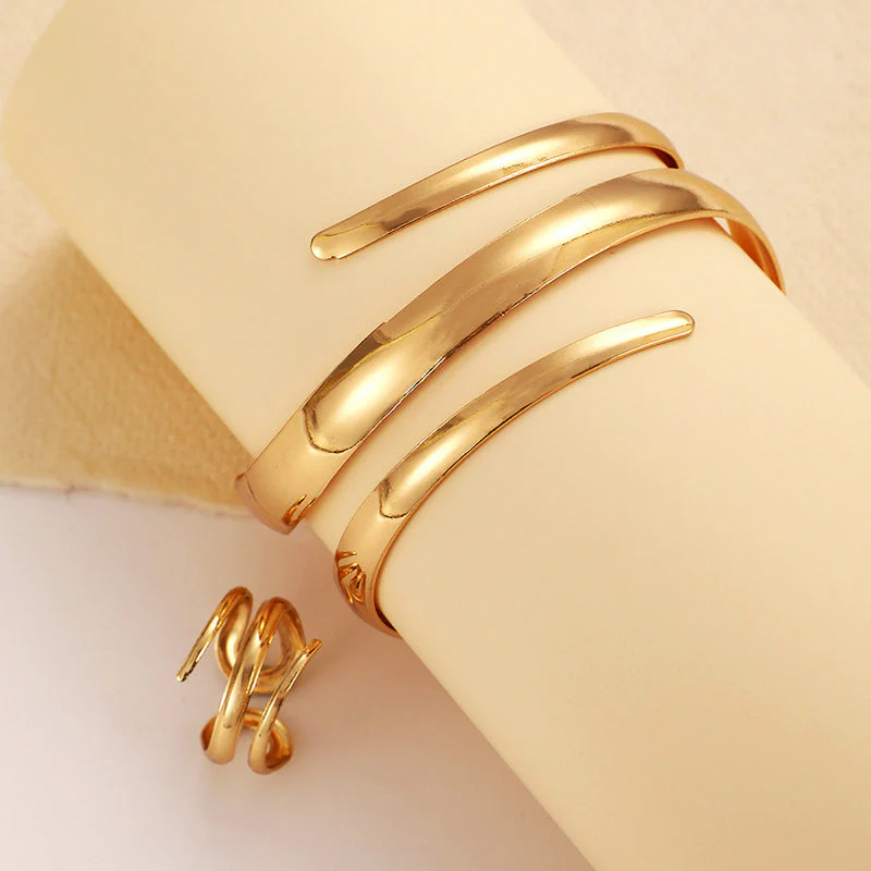Women’s Sculpted Wrap Bracelet and Ring Set - Image 3