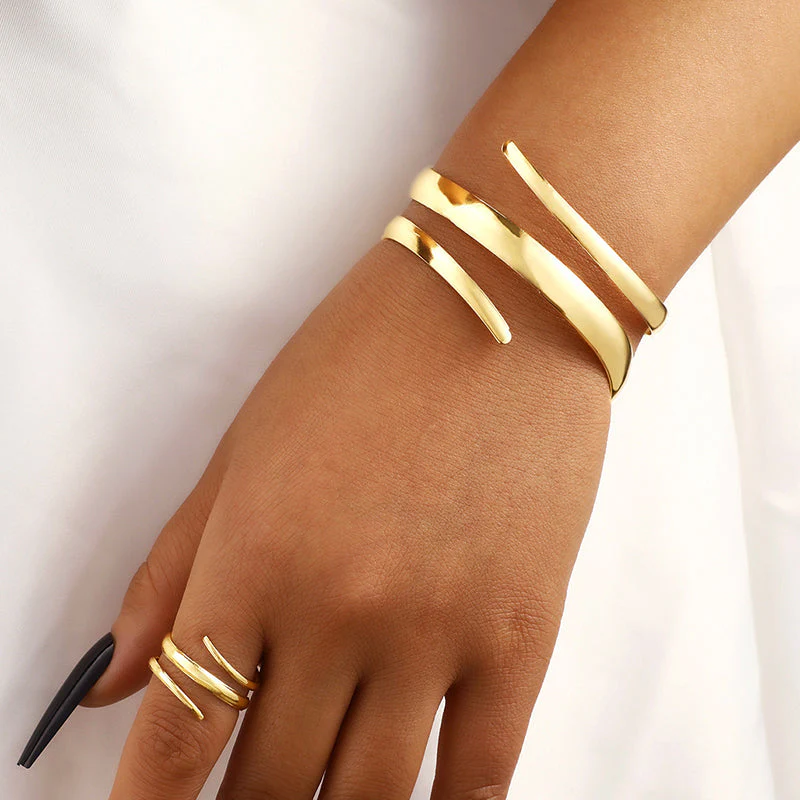 Women’s Sculpted Wrap Bracelet and Ring Set - Image 5