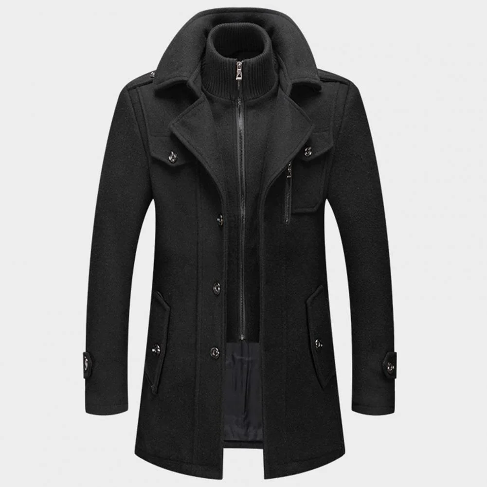 Wool Blend Stand Collar Men’s Coat - Image 2