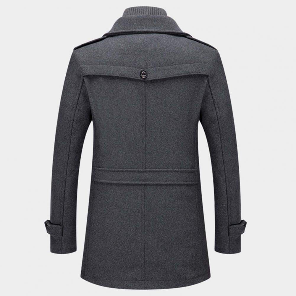 Wool Blend Stand Collar Men’s Coat - Image 4