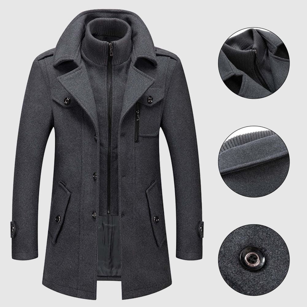 Wool Blend Stand Collar Men’s Coat - Image 5