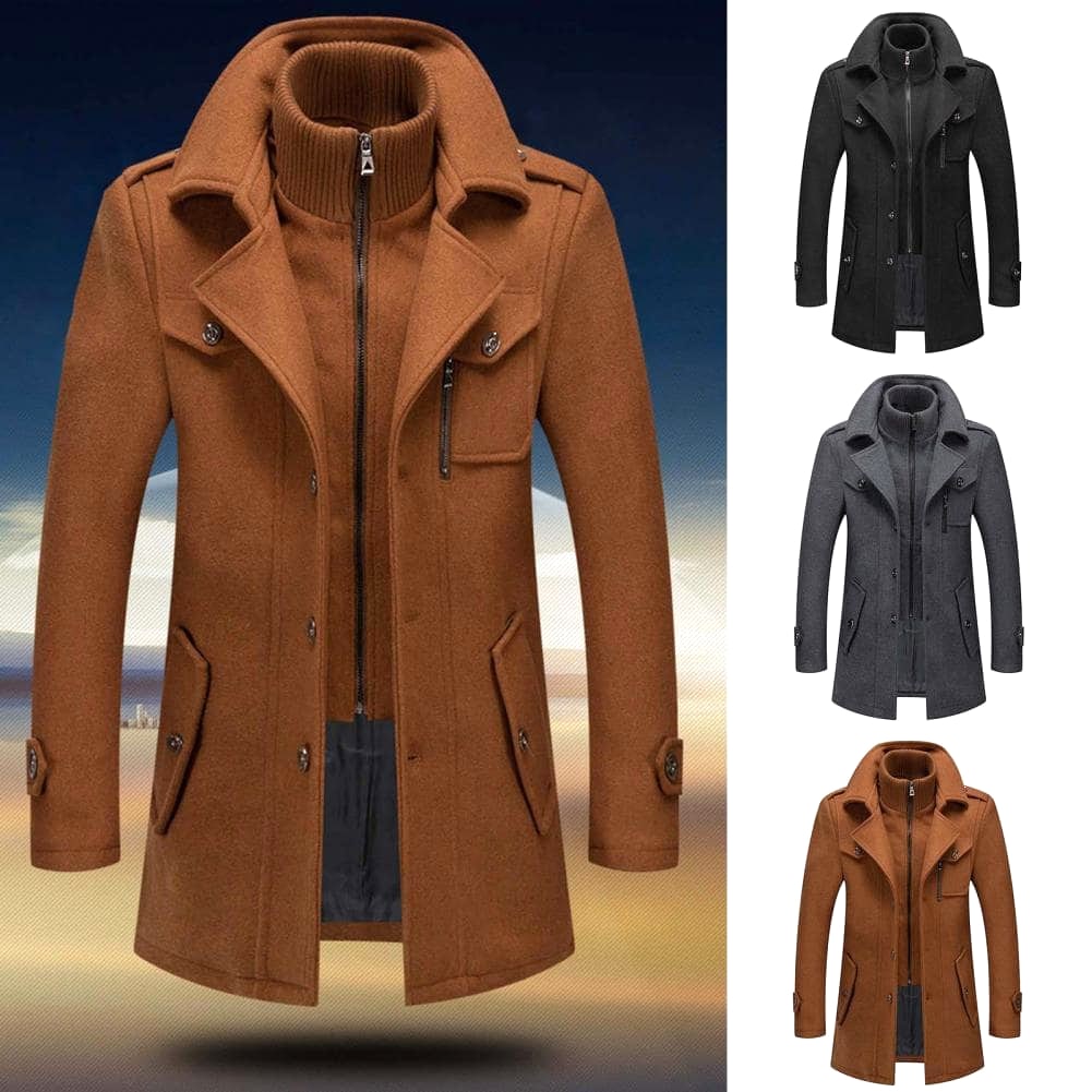 Wool Blend Stand Collar Men’s Coat - Image 6